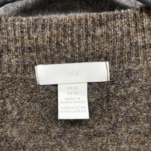 H&M Longline Cardigan Womens XS Brown Open Front Soft Fuzzy Balloon Sleeve - Picture 5 of 8